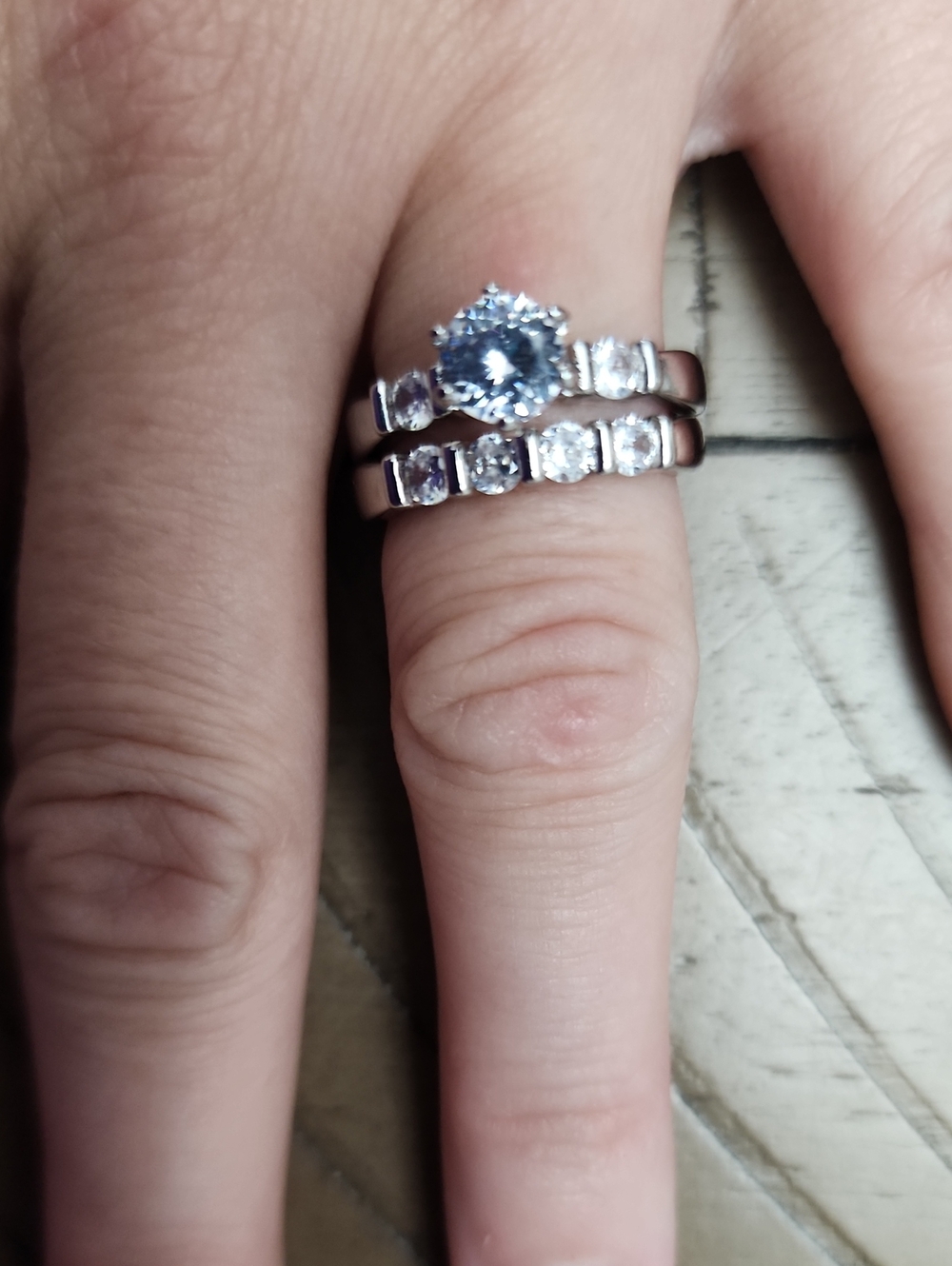 2pc/set Luxury Fully Paved Diamond And Cubic Zirconia Rhinestones Engagement